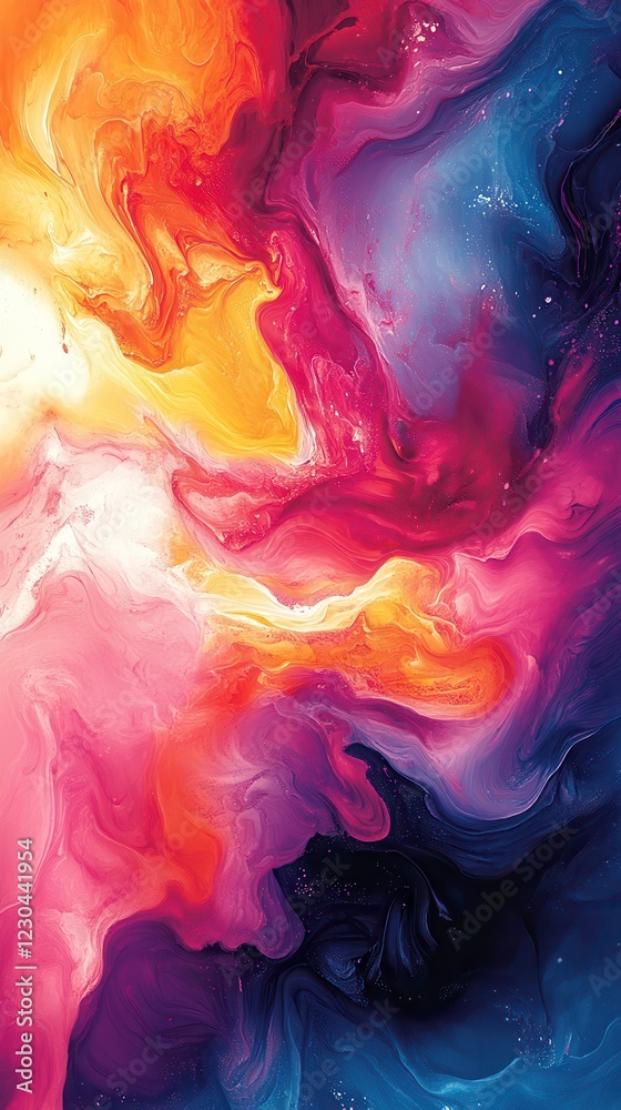 Vivid Abstract Fluid Art Showcasing Bold Colors Blending in a Mesmerizing Pattern. Generative AI Vivid Abstract Fluid Art Showcasing Bold Colors Blending in a Mesmerizing Pattern. Generative AI