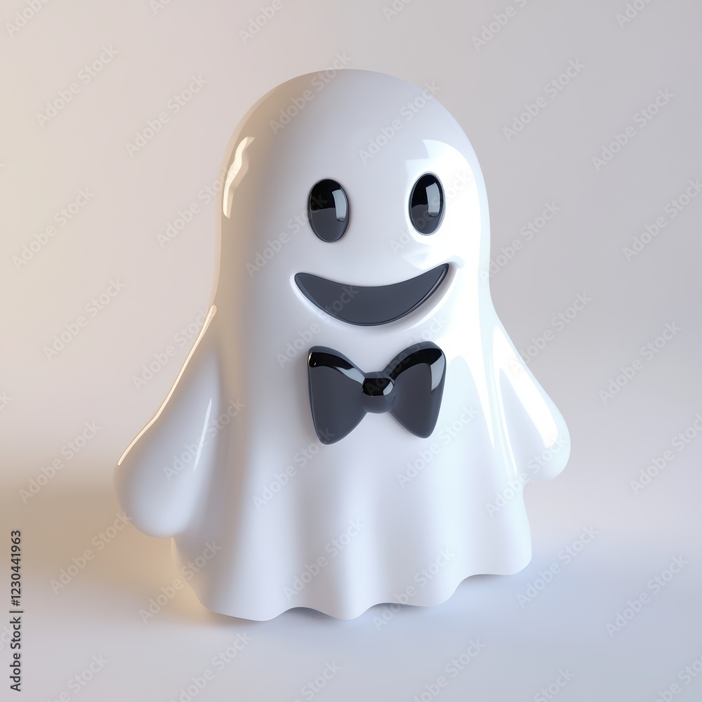 Whimsical Ghost Character with Bowtie in Soft Color Palette Whimsical Ghost Character with Bowtie in Soft Color Palette