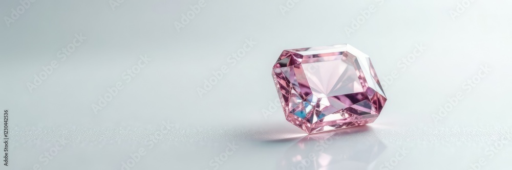 Luxurious diamond rectangle cut on clean white surface, cleanliness, precision Luxurious diamond rectangle cut on clean white surface, cleanliness, precision