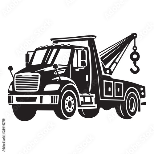 Tow Truck Silhouette Illustration Vector Graphic Design