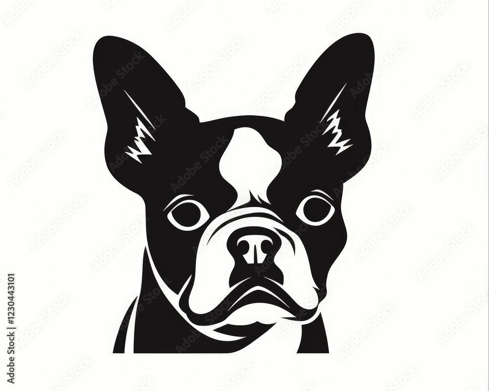 Boston Terrier Silhouette - A Classic Icon and Symbol of the Boston Terrier Breed for Logotype and Design Boston Terrier Silhouette - A Classic Icon and Symbol of the Boston Terrier Breed for Logotype and Design