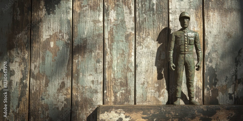 Weathered Wooden Wall Soldier Figurine Display Weathered Wooden Wall Soldier Figurine Display