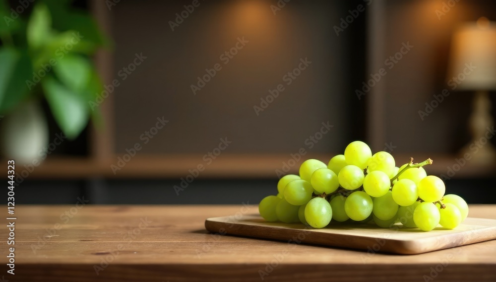 Simple wooden reception desk with a humble cheese platter and bunch of fresh green grapes, decor, grapes, platter Simple wooden reception desk with a humble cheese platter and bunch of fresh green grapes, decor, grapes, platter