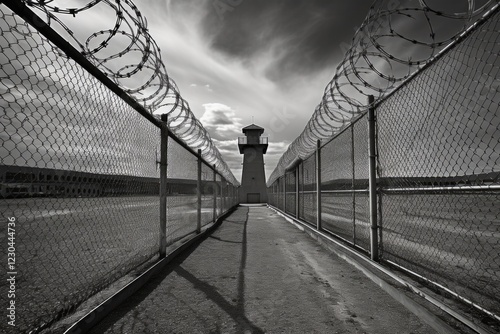 Chain Link Railing of Death Row's Exercise Yard at the Idaho State Penitentiary, Boise, Idaho, USA