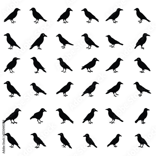 Set of crow silhouette vector.crow bird screams icon illustration.