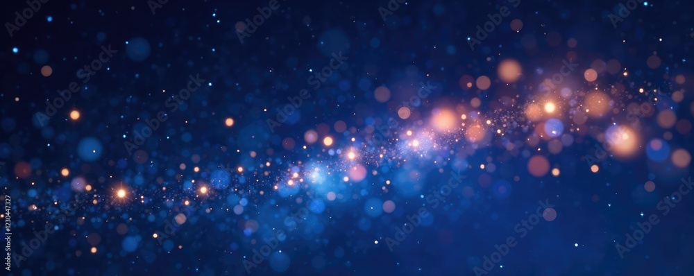 Fototapeta premium A scattering of twinkling lights and glittering stars on a deep blue canvas, twinkling lights, starry night