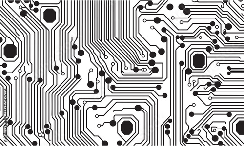 Minimalist Circuit Line Pattern vector art for Technology Background

