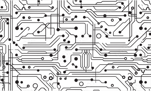 Printed Futuristic Circuit Board isolated pattern with High tech Digital Background
