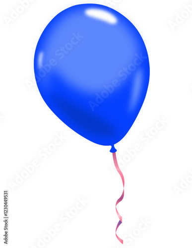 Vector illustration of a bright blue balloon on a pink string