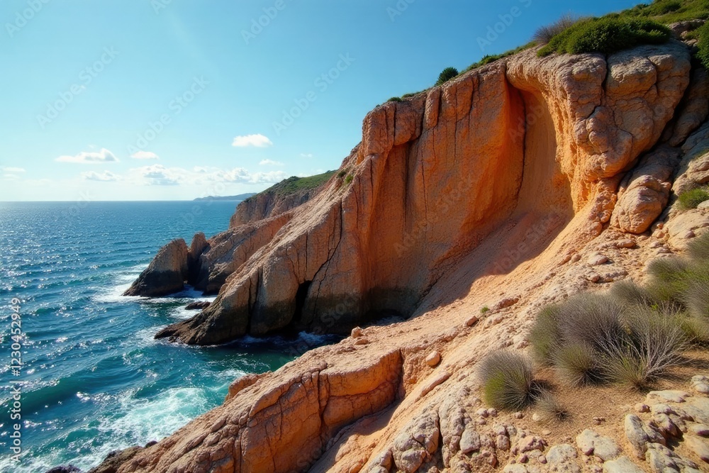 Rocky outcropping with exposed schist formations, geological formations, geology Rocky outcropping with exposed schist formations, geological formations, geology