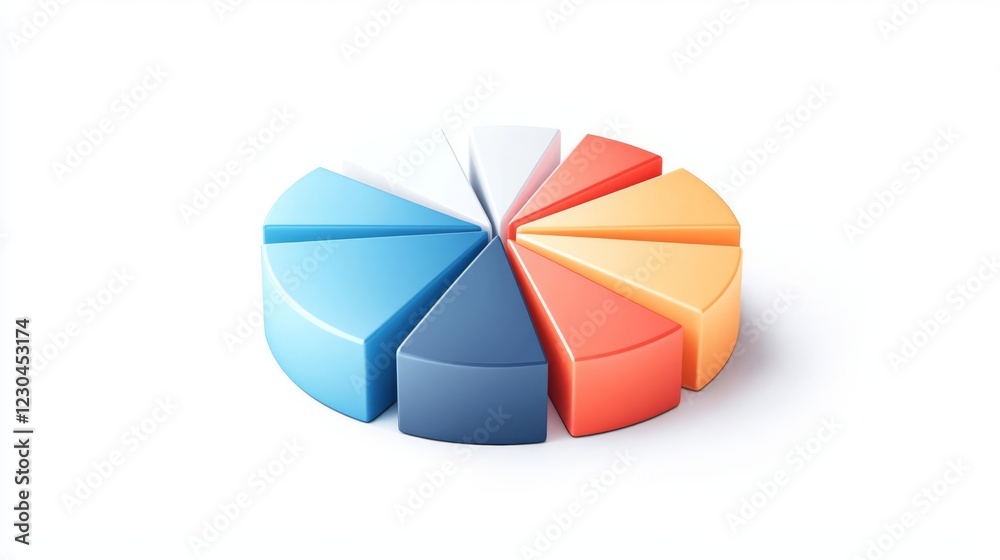 Obraz premium Colorful pie chart representing data visualization and analysis.