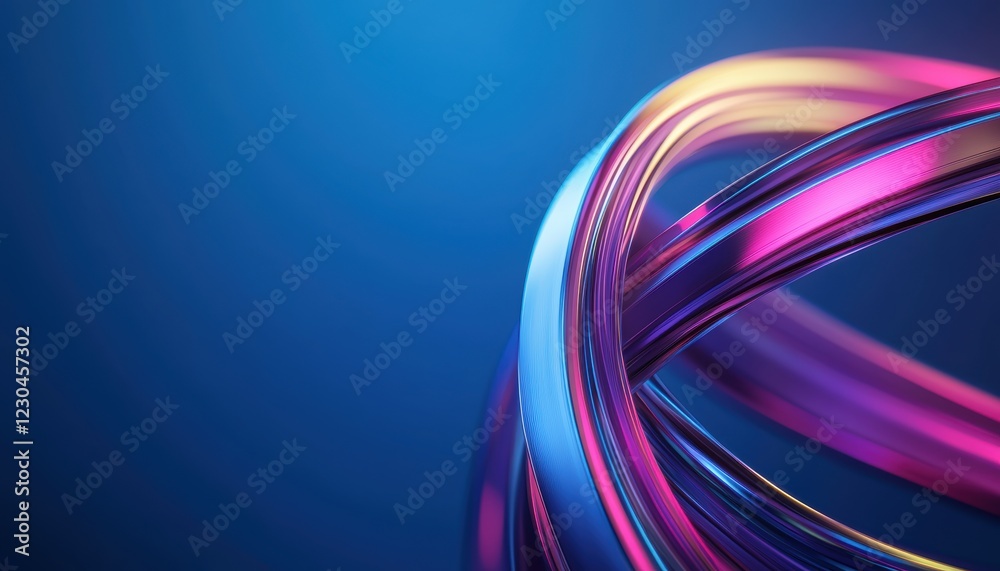 An abstract 3D wave of glowing translucent ribbons, undulating across a dark gradient background in vibrant colors An abstract 3D wave of glowing translucent ribbons, undulating across a dark gradient background in vibrant colors