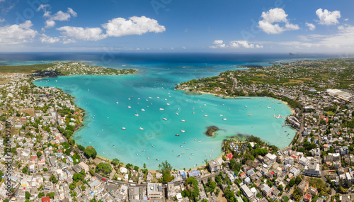 Aerial view: Panorama Grand Baie, Mauritius island