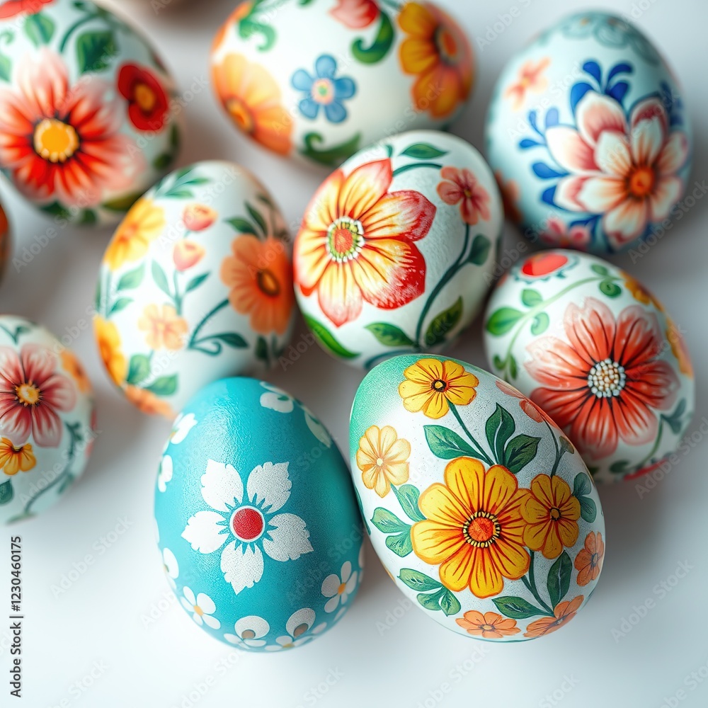 Hand-Painted Easter Eggs & Floral Illustrations Hand-Painted Easter Eggs & Floral Illustrations
