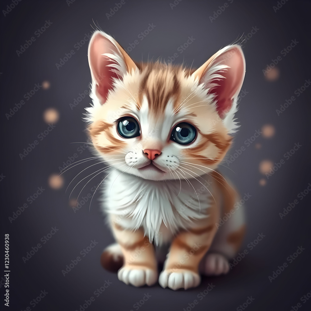 Fototapeta premium Cute kitten kawaii fantasy style portrait of a cat