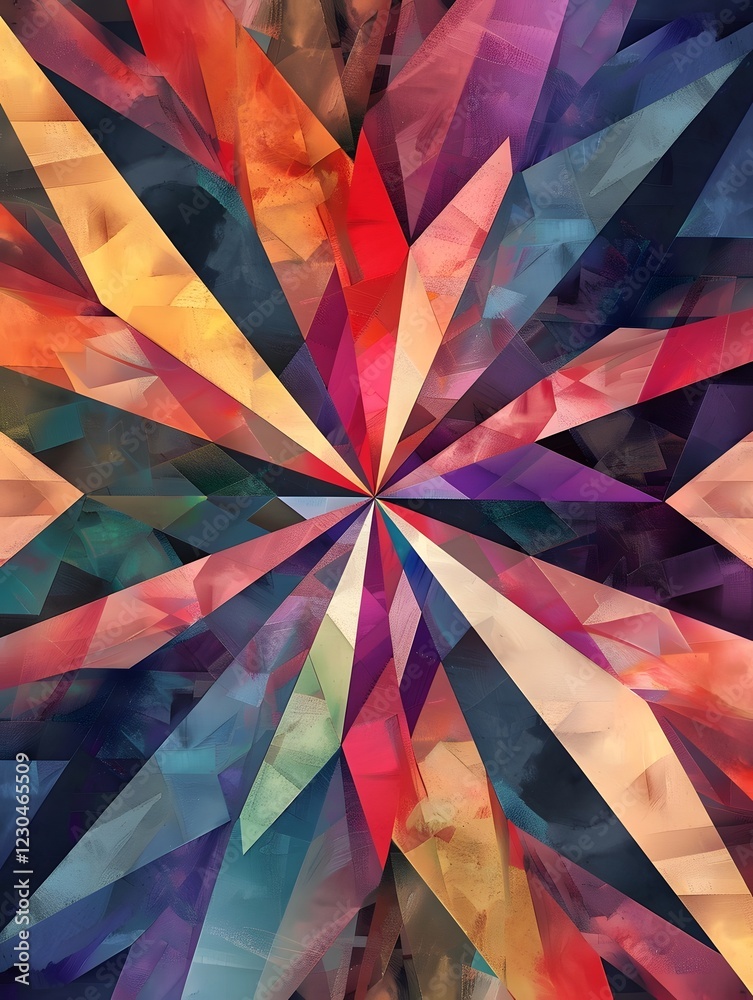 Fototapeta premium Radiant Kaleidoscopic Burst of Vibrant Geometric Patterns and Shapes