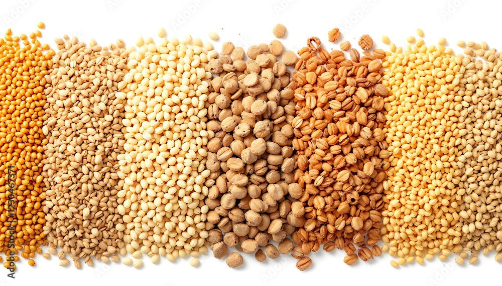 various cereals and grains grouped and isolated various cereals and grains grouped and isolated