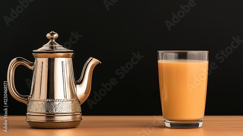 Fresh glass of tea with kettle  photo