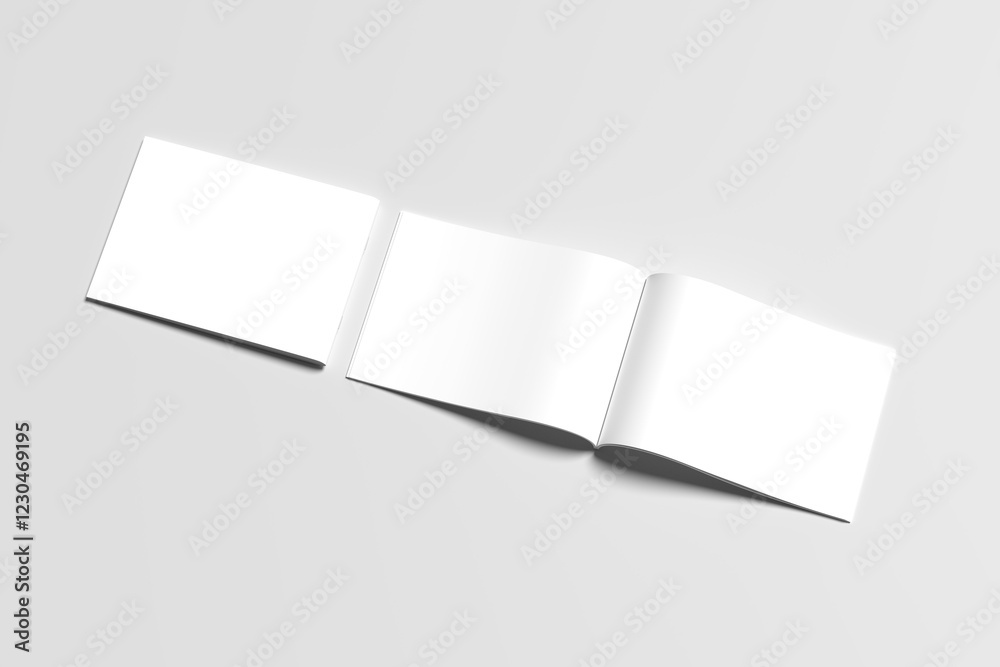 A4 Landscape Horizontal Magazine Brochure 3D Rendering White Blank Mockup. 3D Illustration
A4 Landscape Horizontal Magazine Brochure 3D Rendering White Blank Mockup. 3D Illustration