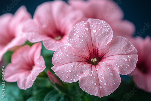 Pink Petunias Dew Drops Garden Flowers Bloom photo