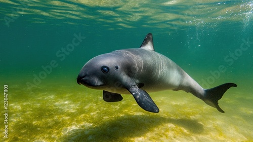 Underwater Encounter: A Juvenile Porpoise in its Habitat photo