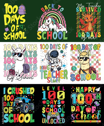 100th day of school graphic t-shirt design bundle