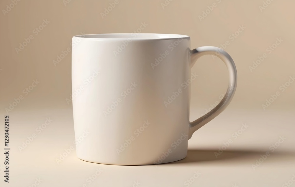 Realistic White Mug Render with Soft Shadows Realistic White Mug Render with Soft Shadows