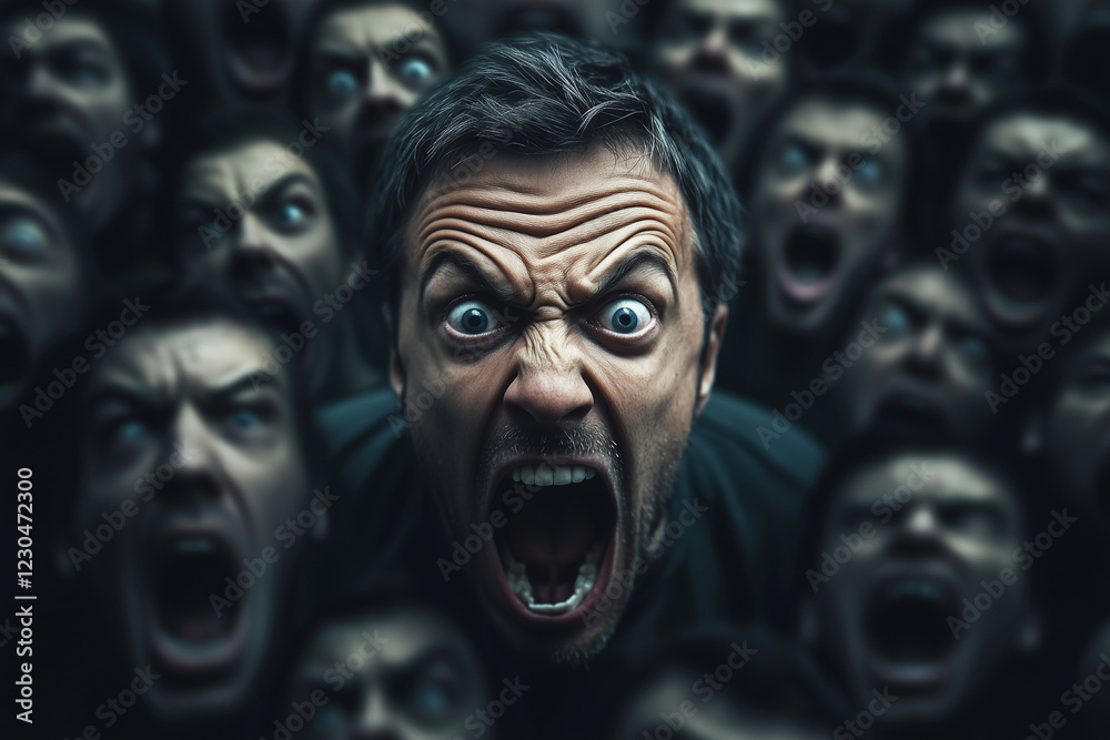 A screaming man with mental problems A screaming man with mental problems