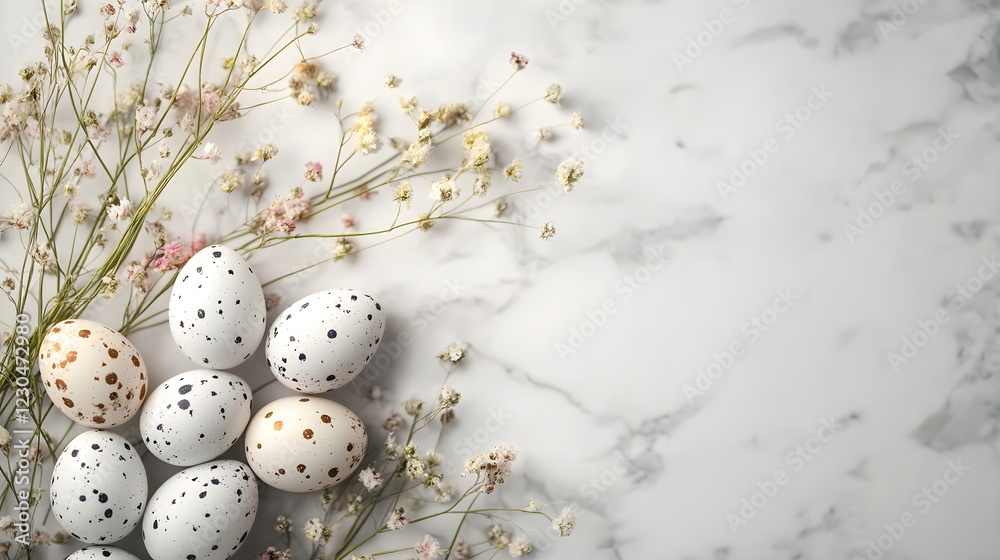 Fototapeta premium Happy Orthodox Easter, background with cute eggs, colorful festive decorations, traditional symbols, spring flowers,joyful holiday vibes, and a cheerful atmosphere for a beautiful gorgeous celebration