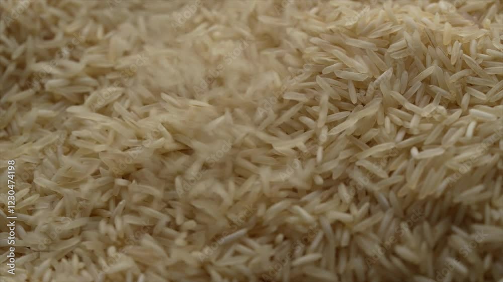 Macro video of Basmati rice. Heap of rice kept on rotating disk. Macro video of Basmati rice. Heap of rice kept on rotating disk.