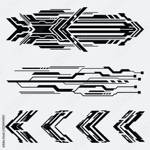 Futuristic Tech Arrows and Digital Circuit Designs