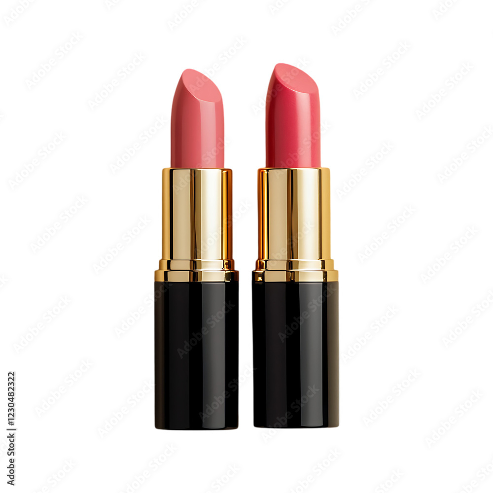 Luxurious lipstick make-up beauty product isolated on a transparent background.