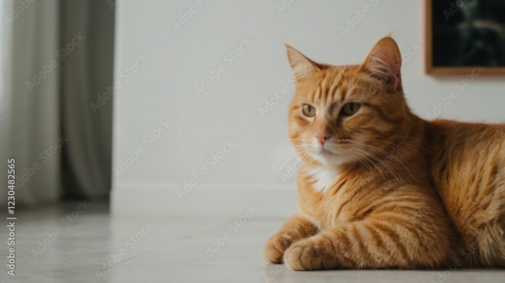 cat relaxing at home indoors
