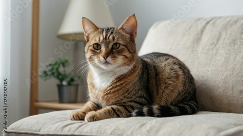 cat relaxing at home indoors