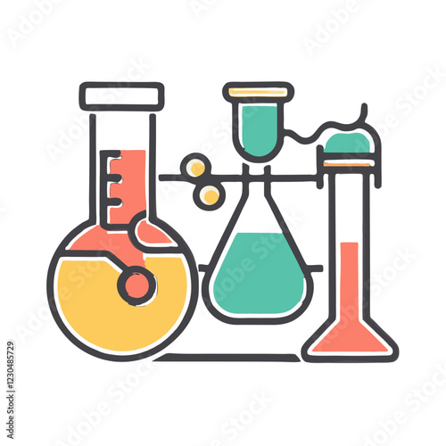 Laboratory glassware setup icon for chemical experiments