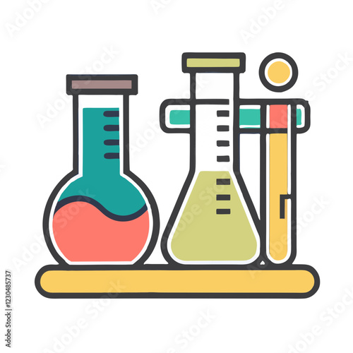  Laboratory glassware icon with test tubes and flasks