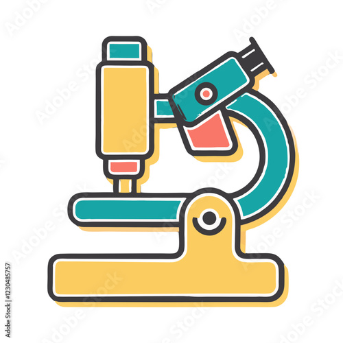 Microscope icon for scientific research in flat design