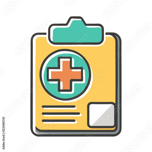 Medical record clipboard icon in flat design