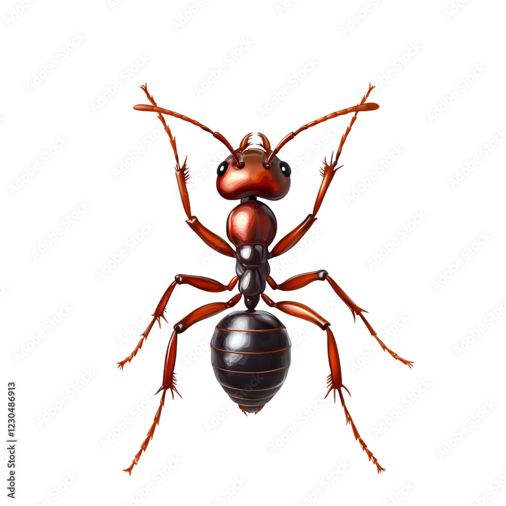 Fototapeta premium Close-Up of Realistic Red Ant on White Background, Isolated