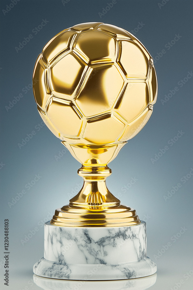 Gold Soccer Ball Trophy on Round Marble Base Gold Soccer Ball Trophy on Round Marble Base