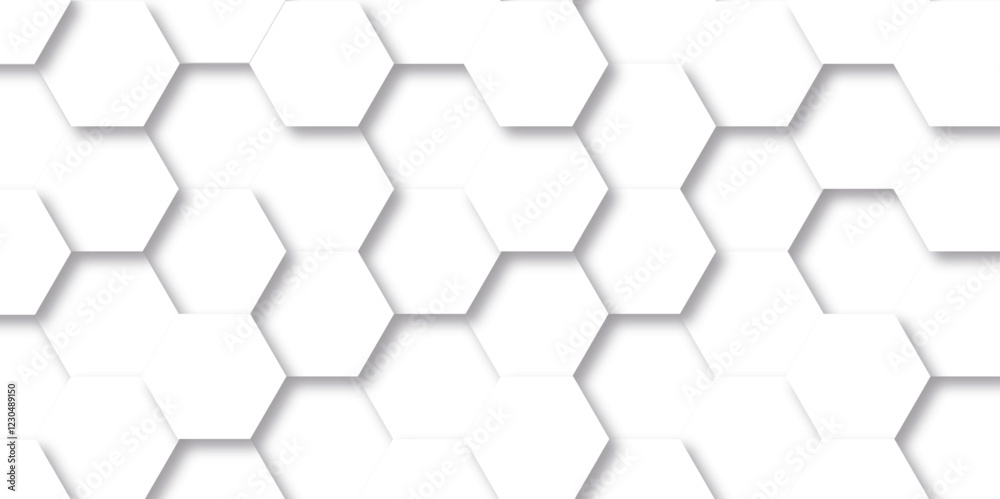 Abstract background with hexagons honeycomb technology texture. Hexagonal shape structure light seamless geometric background. Surface polygon pattern with digital hexagon and futuristic business.	
