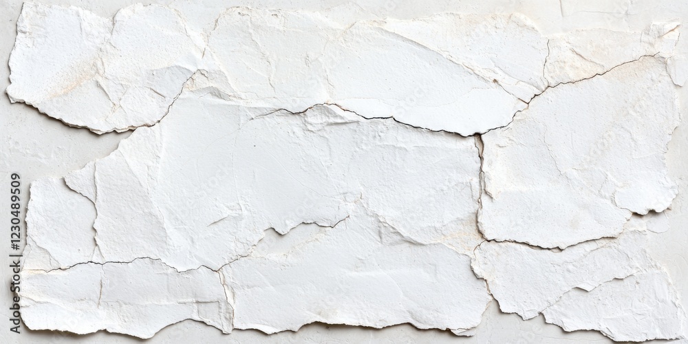 Fototapeta premium White Textured Wall with Cracked Paint for Interior Design Projects