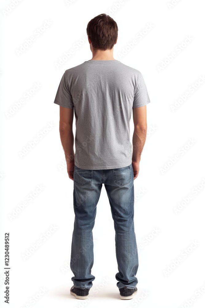 back view of a casual man in jeans and sneakers, generative AI back view of a casual man in jeans and sneakers, generative AI