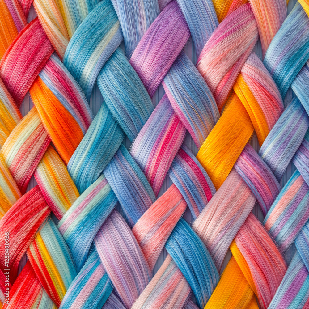 Multicolored Strands in Overlapping Braid Pattern Multicolored Strands in Overlapping Braid Pattern