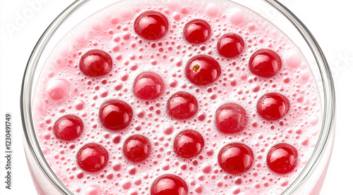 Pink Beverage with Red Berries in Glass