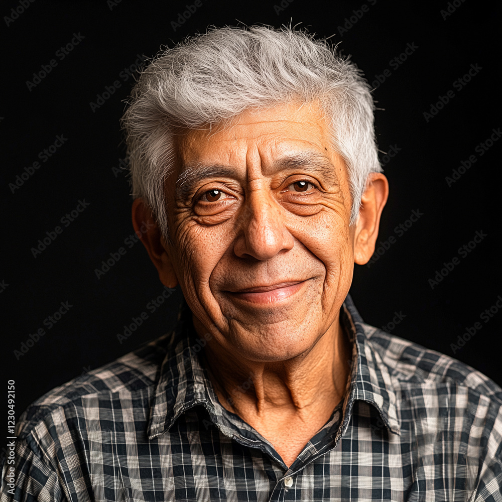Portrait of Senior Man with Gray Hair and Plaid Shirt Portrait of Senior Man with Gray Hair and Plaid Shirt