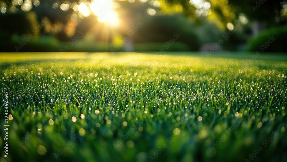 Dew-Kissed Dawn: A Serene Garden Landscape Dew-Kissed Dawn: A Serene Garden Landscape