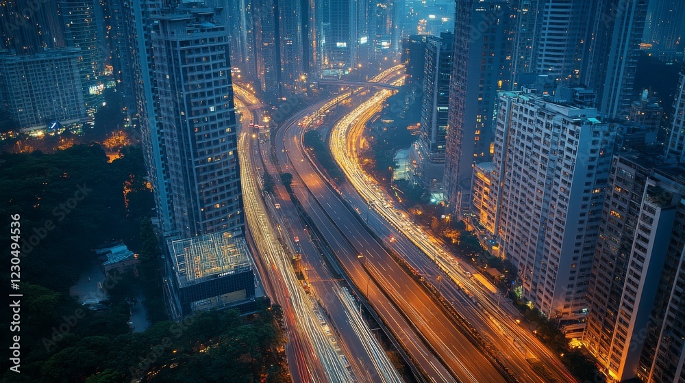 Fototapeta premium Smart city and abstract polygon pattern connection with speed line light, big data connection technology concept .