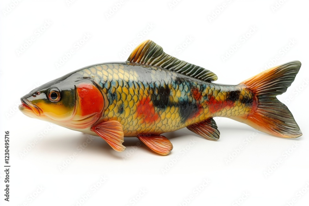 Fototapeta premium Ceramic Fish Figurine on White Background