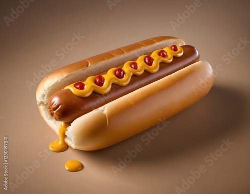 hotdog isolated with vegetable sauces photo